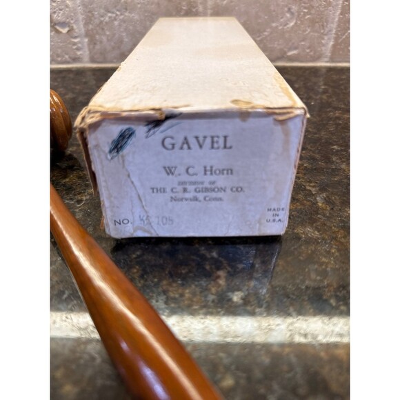 Vintage W. C. Horn, Division of The C. R. Gibson Co, Wooden Gavel EUC - Picture 2 of 7